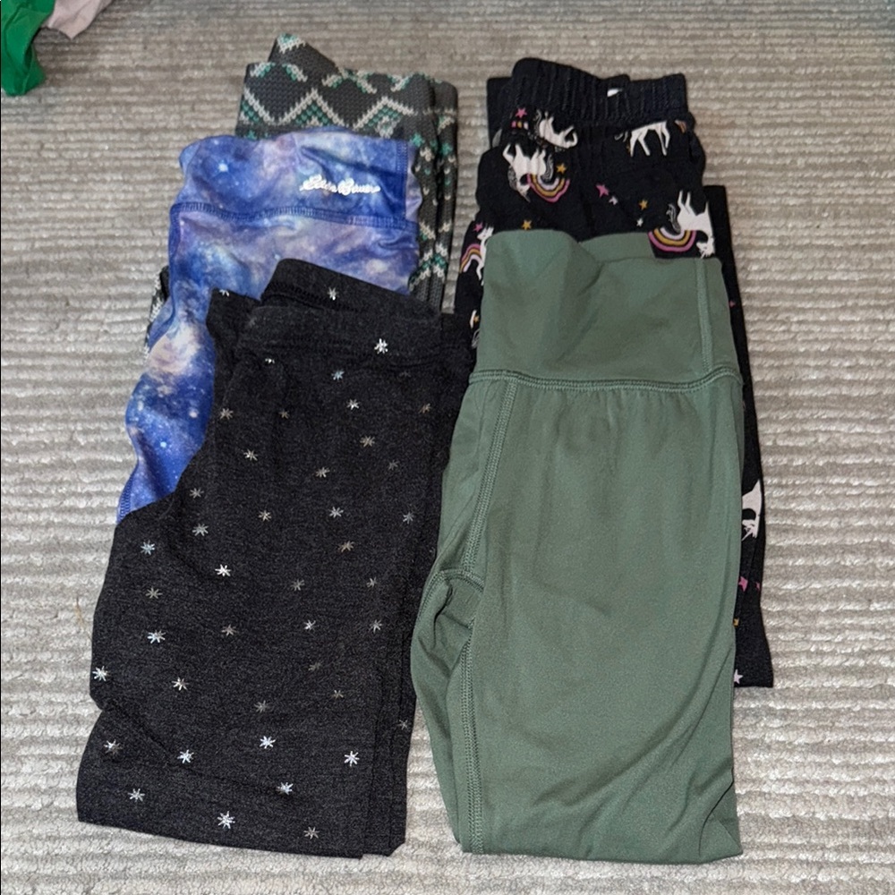 Lot of 6, Full Length Colorful Kid’s Leggings, all size 8